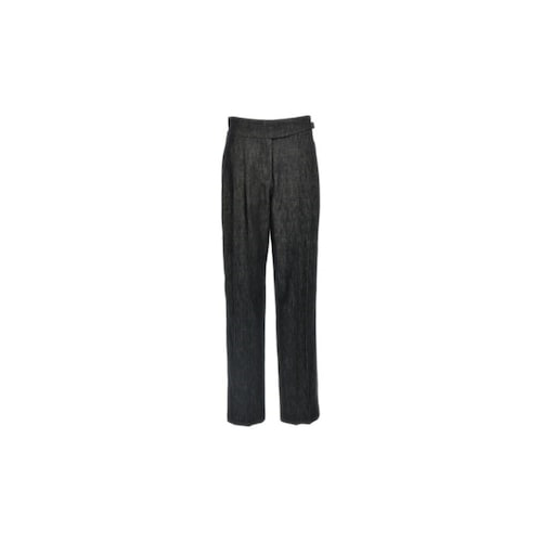 BRUNELLO CUCINELLI WOMEN'S BLACK STRAIGHT LEG COTTON TROUSERS