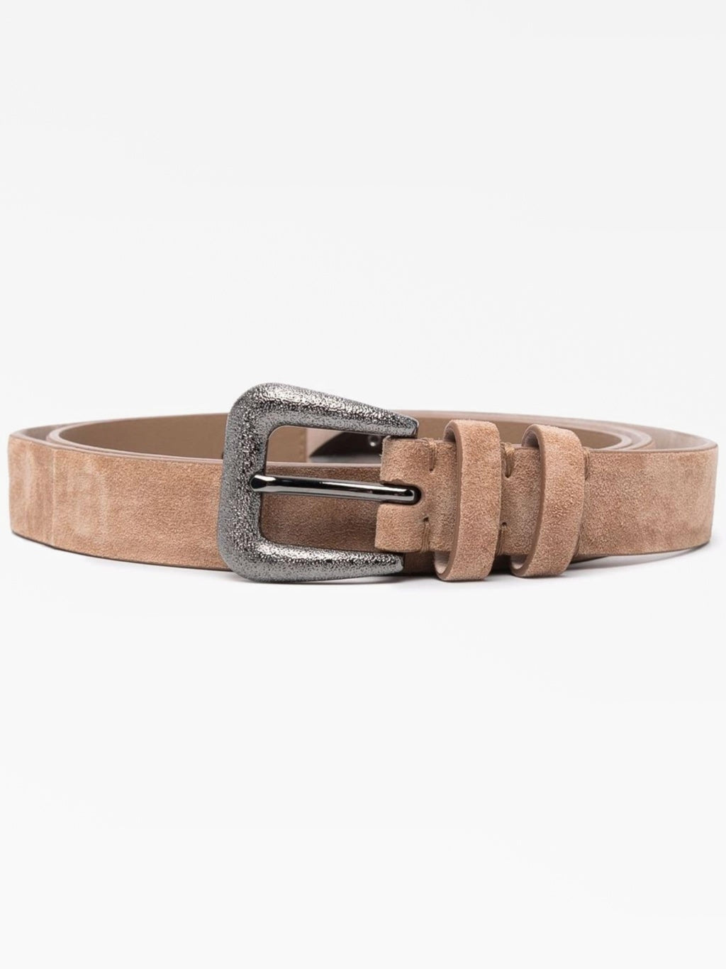 BRUNELLO CUCINELLI WOMEN'S BROWN TEA SUEDE LEATHER BELT