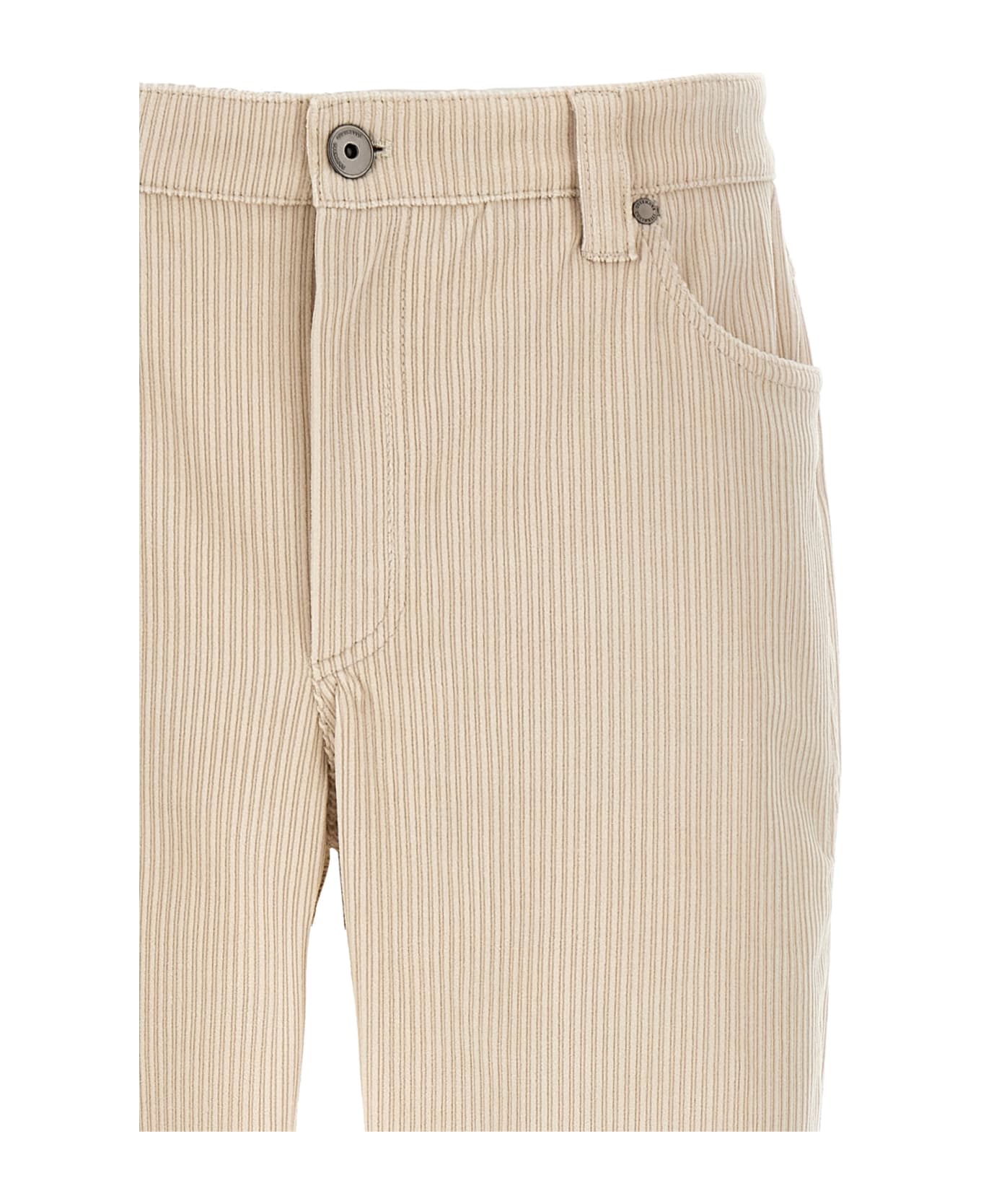 BRUNELLO CUCINELLI WOMEN'S CREAM CORDUROY STRAIGHT-LEG TROUSERS
