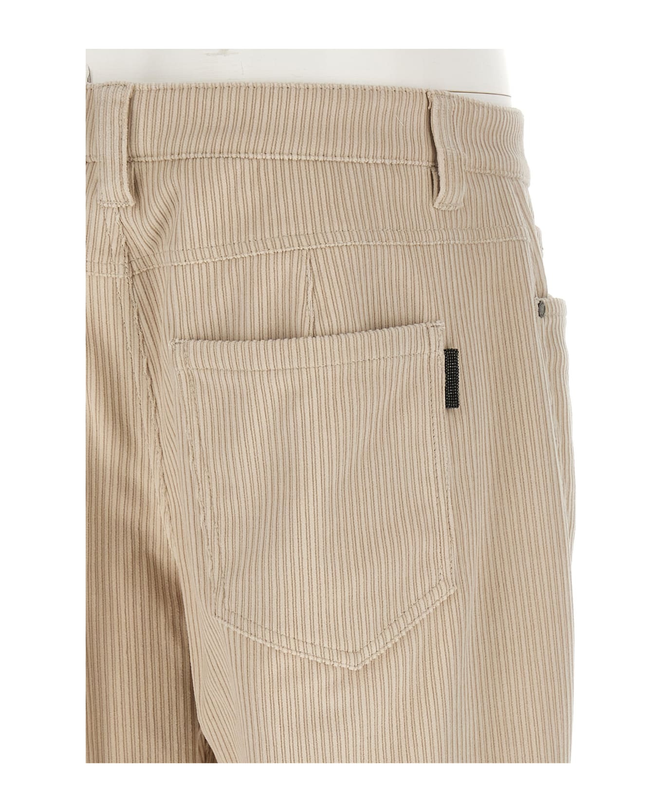 BRUNELLO CUCINELLI WOMEN'S CREAM CORDUROY STRAIGHT-LEG TROUSERS