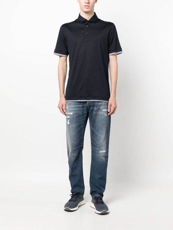 BRUNELLO CUCINELLI MEN'S MEDIUM BLUE DISTRESSED JEANS