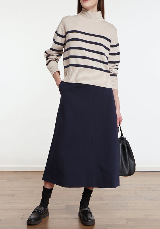 BRUNELLO CUCINELLI WOMEN'S BEIGE STRIPED WOOL SWEATER