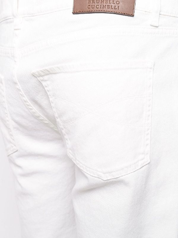 BRUNELLO CUCINELLI MEN'S WHITE STRAIGHT LEG TROUSERS