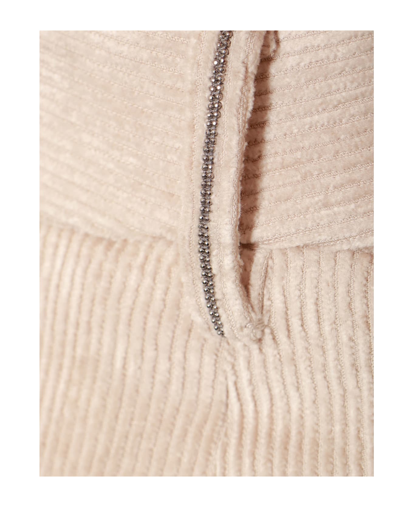 BRUNELLO CUCINELLI WOMEN'S PINK BEIGE CORDUROY PLEATED TROUSERS