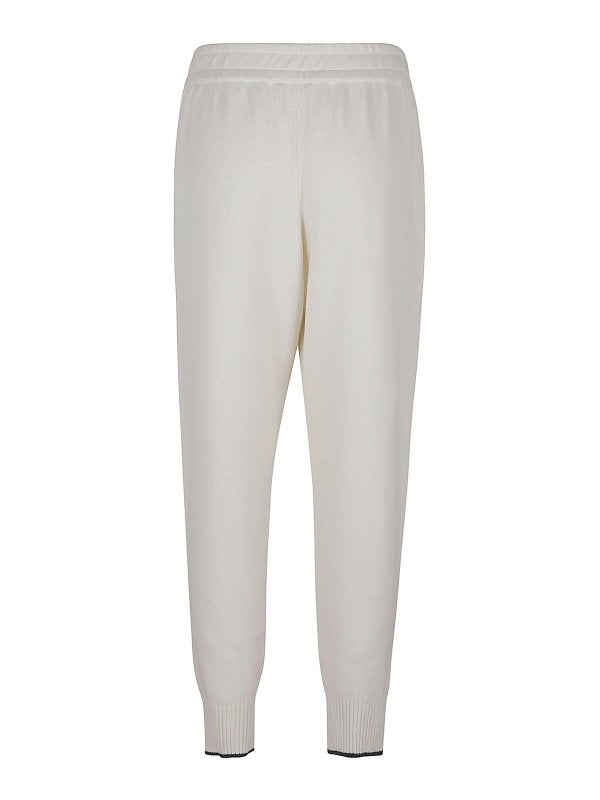 BRUNELLO CUCINELLI WOMEN'S WHITE KNIT DRAWSTRING TROUSERS