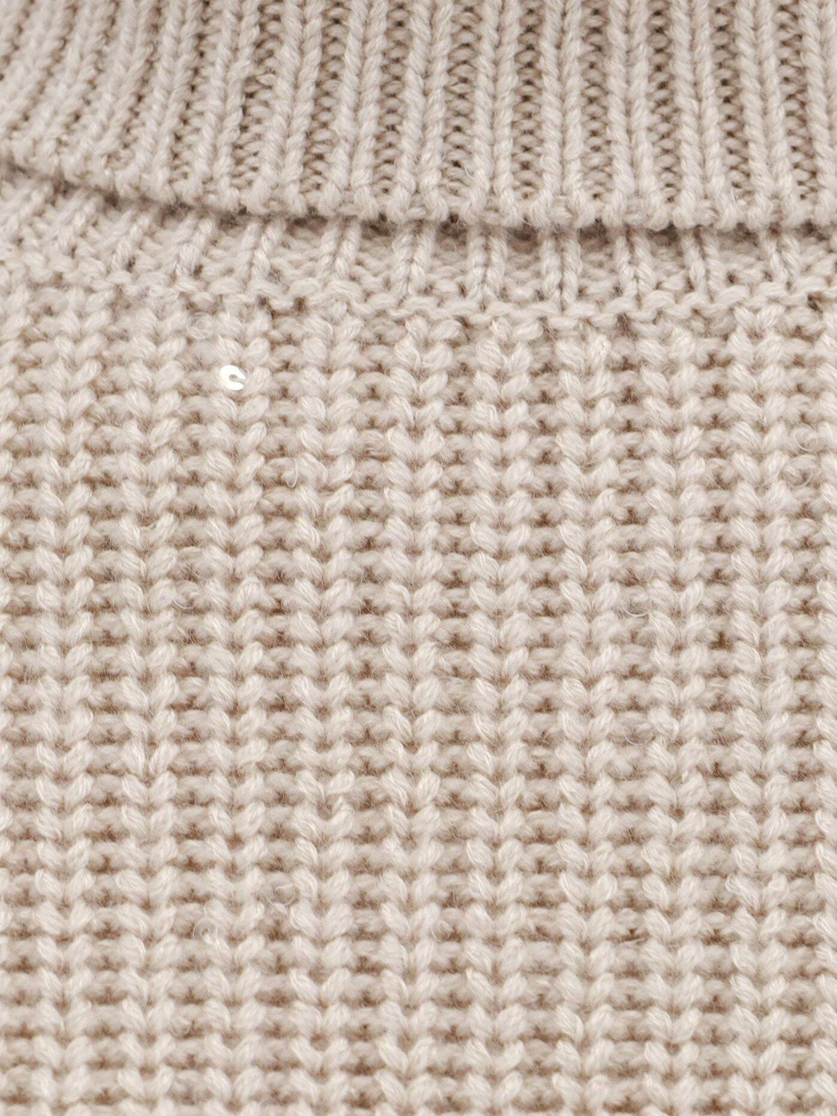 BRUNELLO CUCINELLI WOMEN'S BEIGE WOOL SILK TURTLENECK SWEATER