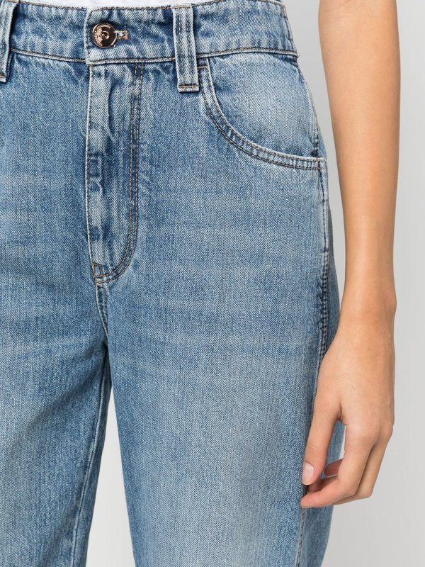 BRUNELLO CUCINELLI WOMEN'S VINTAGE DENIM STRAIGHT LEG PANTS