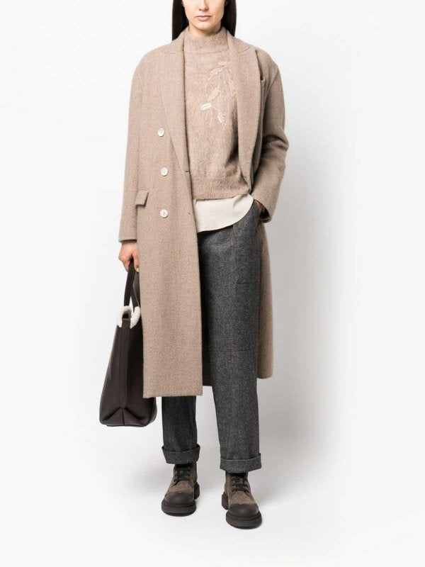 BRUNELLO CUCINELLI WOMEN'S GRAY PLEATED CUFFED TROUSERS