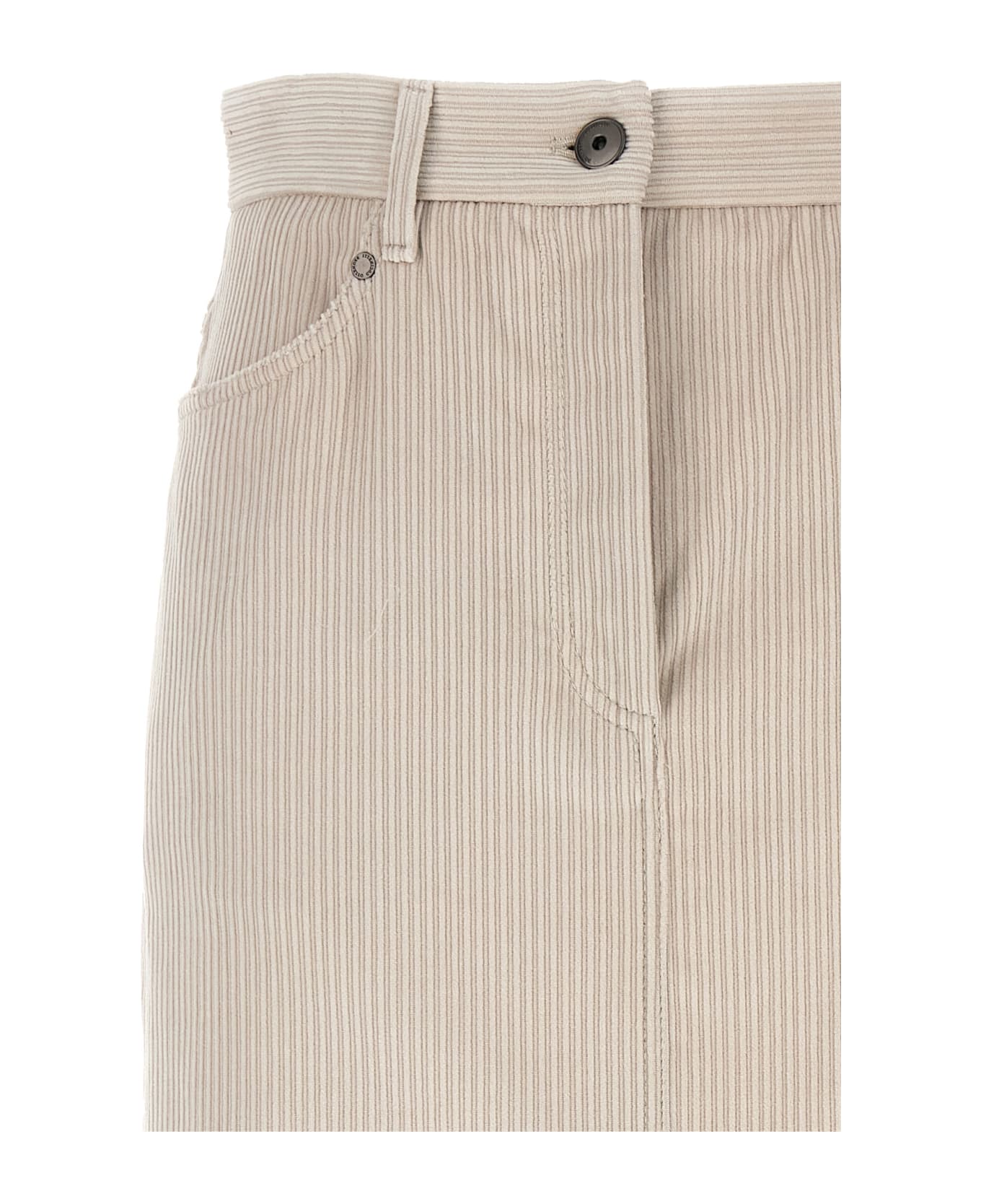 BRUNELLO CUCINELLI WOMEN'S LATTE PINSTRIPE MIDI SKIRT