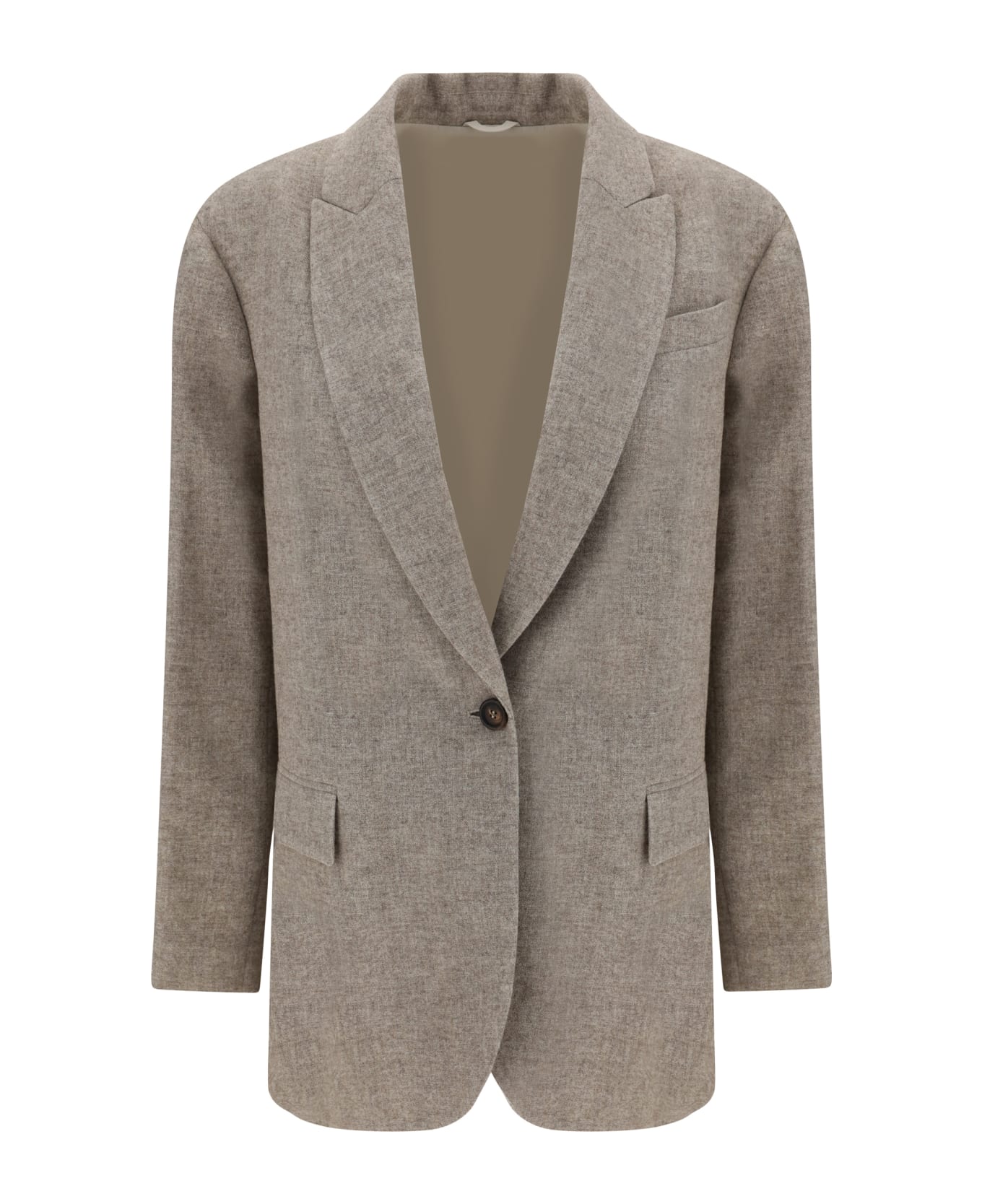 BRUNELLO CUCINELLI WOMEN'S SAND WOOL RELAXED JACKET