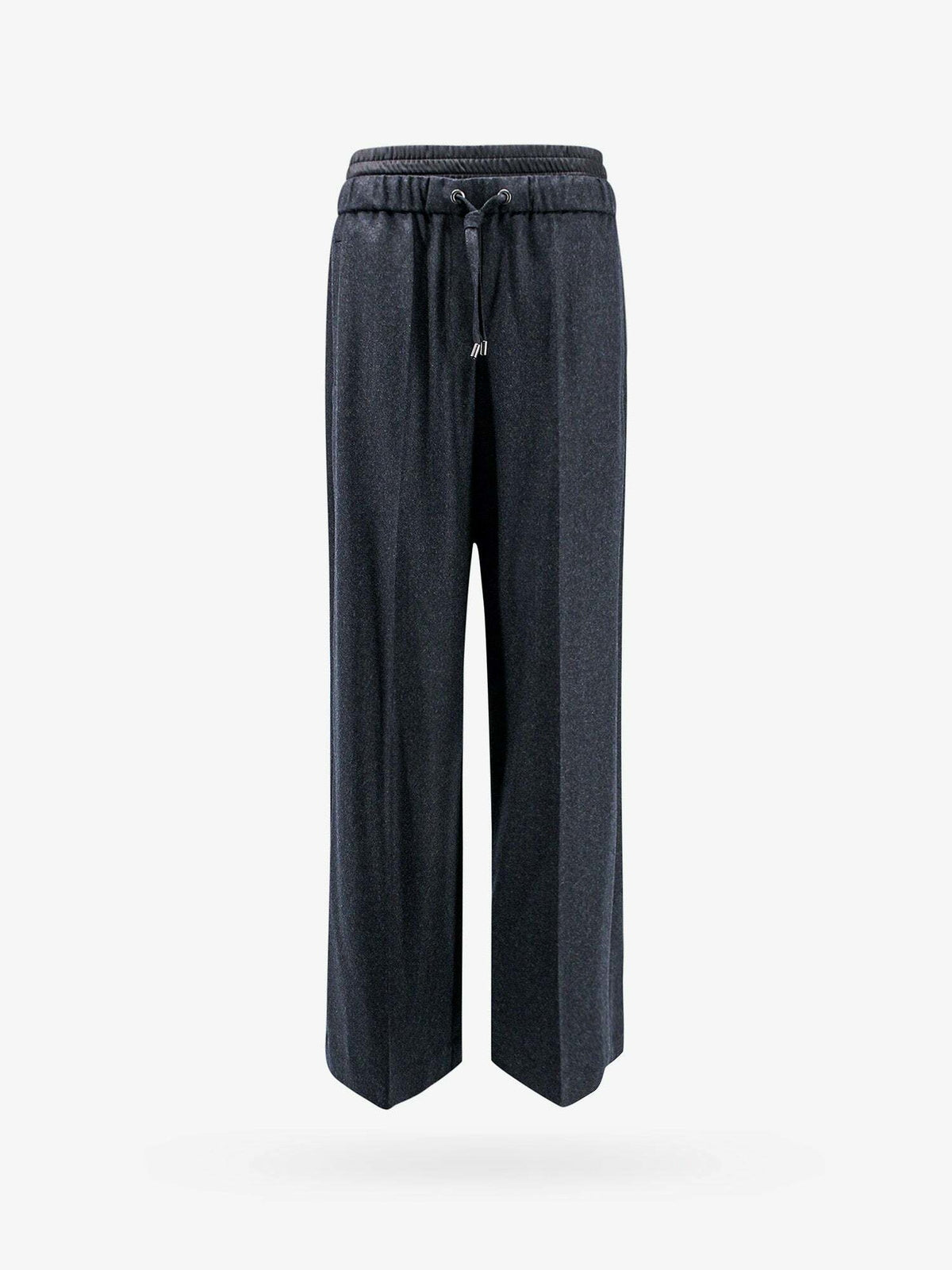 BRUNELLO CUCINELLI WOMEN'S ANTHRACITE WOOL WIDE LEG TROUSERS