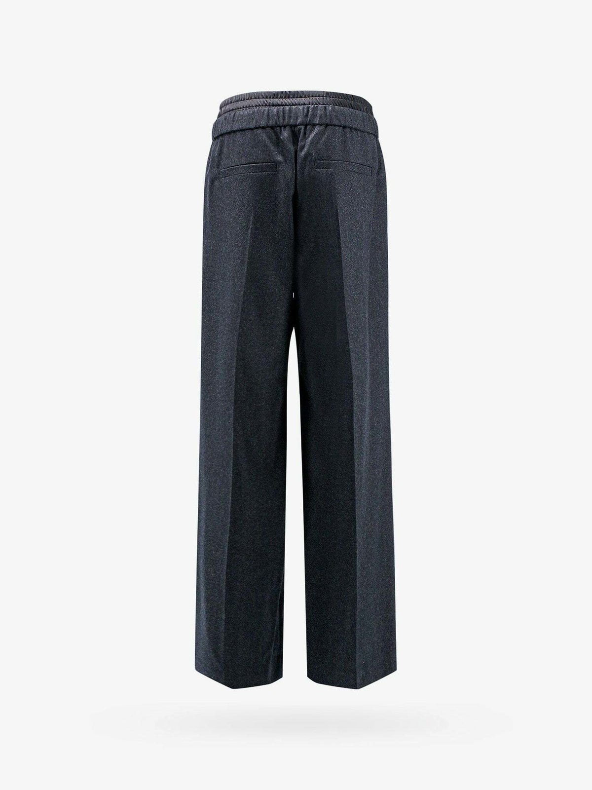 BRUNELLO CUCINELLI WOMEN'S ANTHRACITE WOOL WIDE LEG TROUSERS