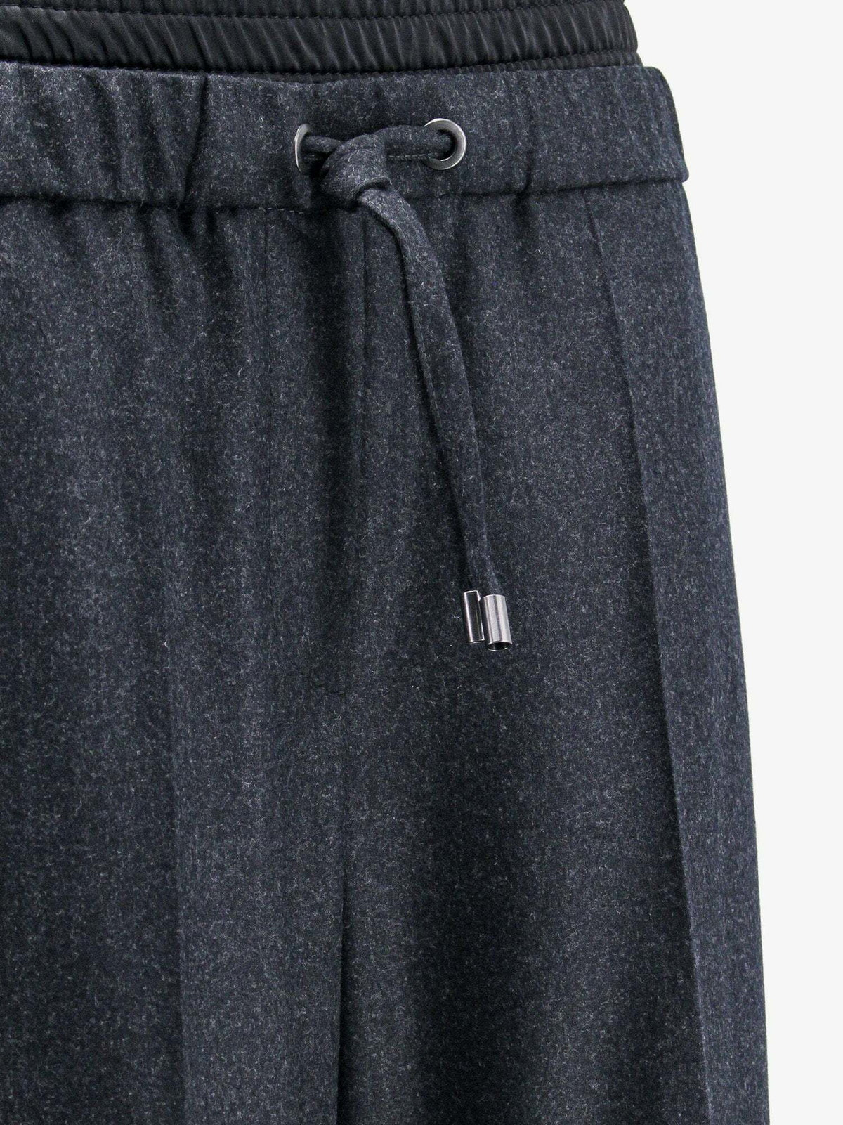 BRUNELLO CUCINELLI WOMEN'S ANTHRACITE WOOL WIDE LEG TROUSERS