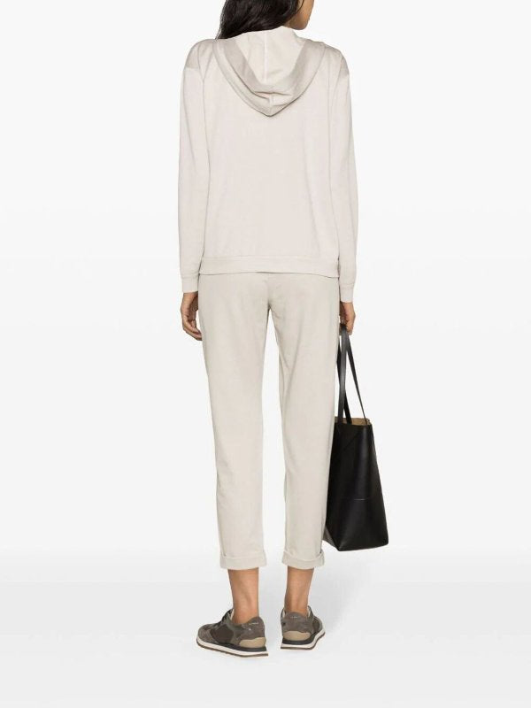 BRUNELLO CUCINELLI WOMEN'S QUARTZ COTTON BLEND JOGGER TROUSERS
