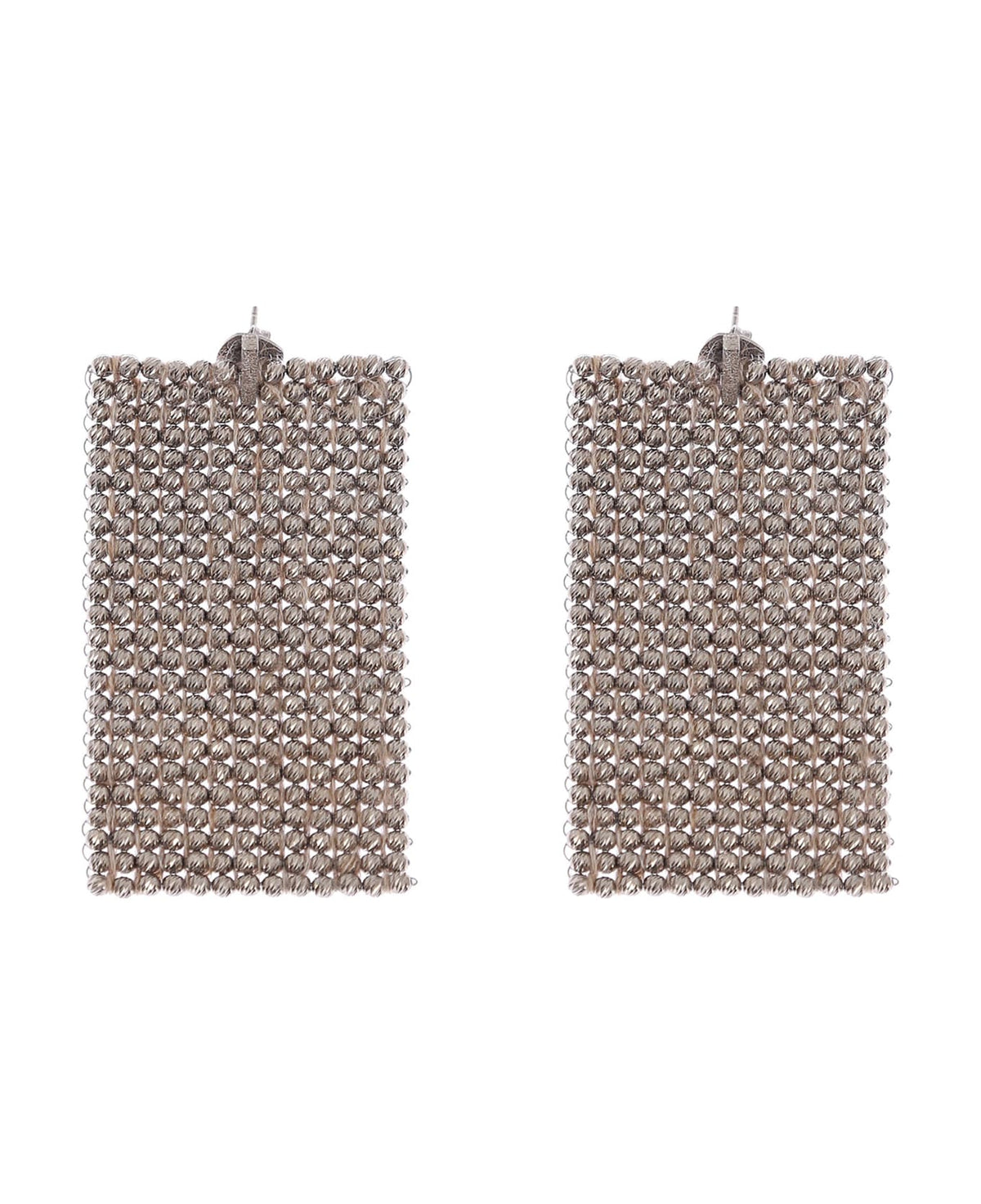 BRUNELLO CUCINELLI WOMEN'S SILVER RECTANGULAR MESH EARRINGS
