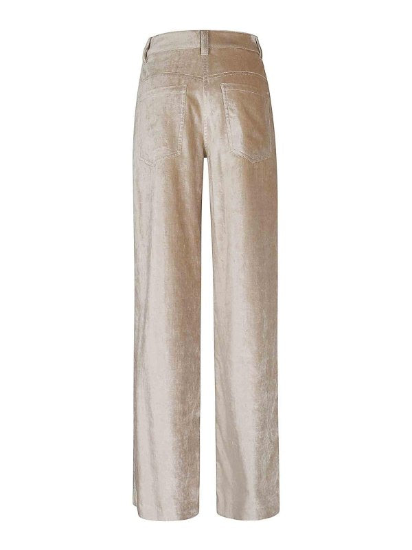BRUNELLO CUCINELLI WOMEN'S PINK BEIGE STRAIGHT-LEG TROUSERS