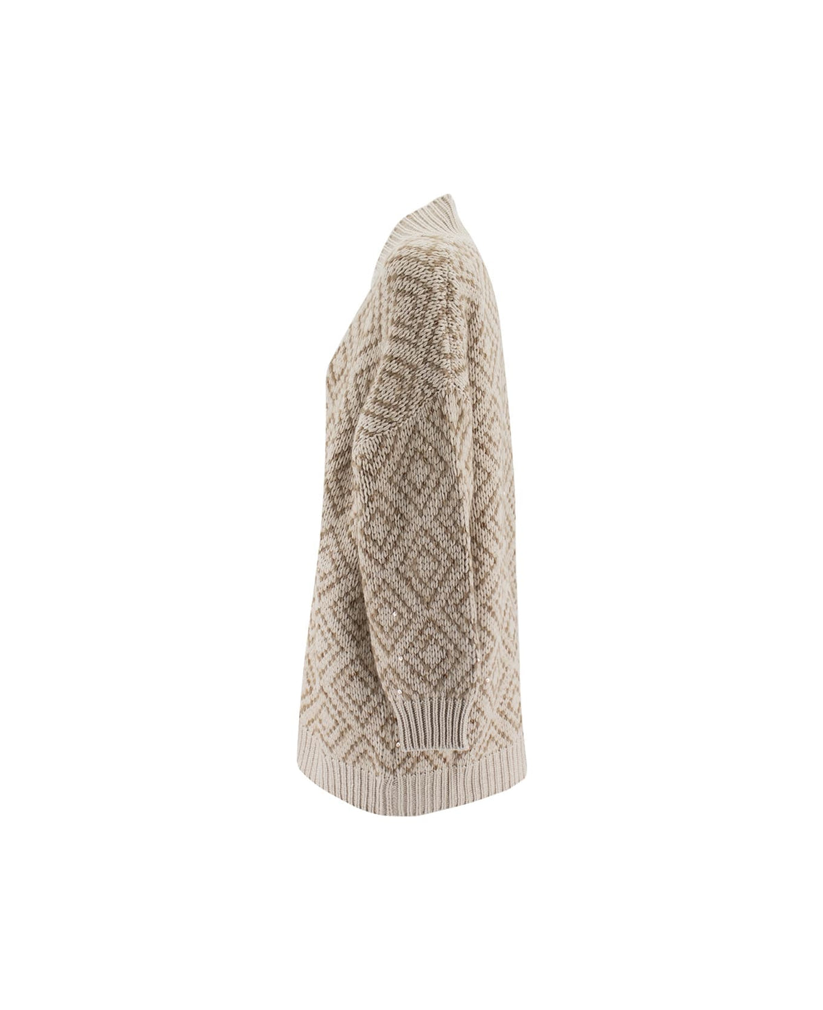 BRUNELLO CUCINELLI WOMEN'S BEIGE WOOL SILK KNIT SWEATER