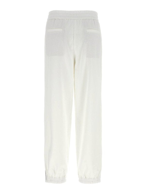 BRUNELLO CUCINELLI WOMEN'S OFF WHITE ATHLETIC TROUSERS WITH ZIPPERS