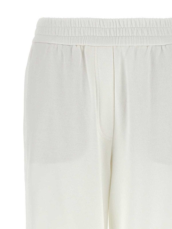 BRUNELLO CUCINELLI WOMEN'S OFF WHITE COTTON TROUSERS