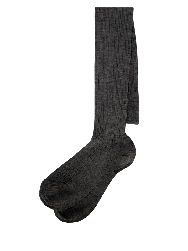 BRUNELLO CUCINELLI WOMEN'S LEAD WOOL BLEND RIBBED SOCKS