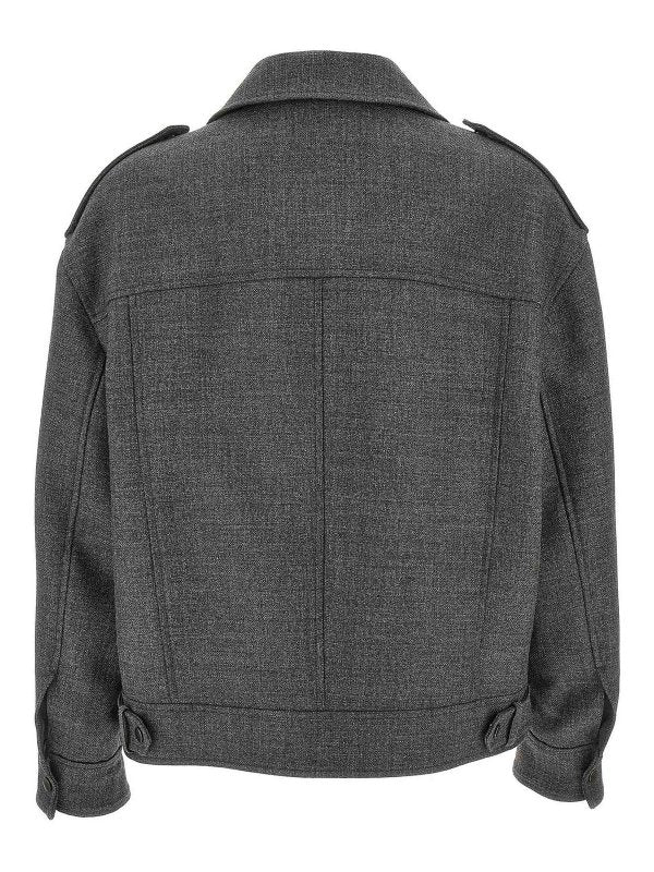 BRUNELLO CUCINELLI WOMEN'S DARK GREY WOOL MOTO JACKET