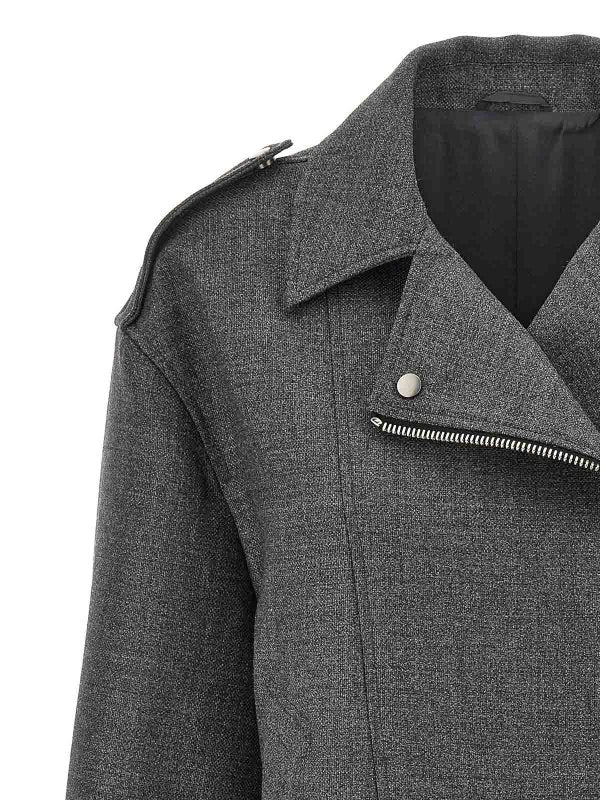 BRUNELLO CUCINELLI WOMEN'S DARK GREY WOOL MOTO JACKET