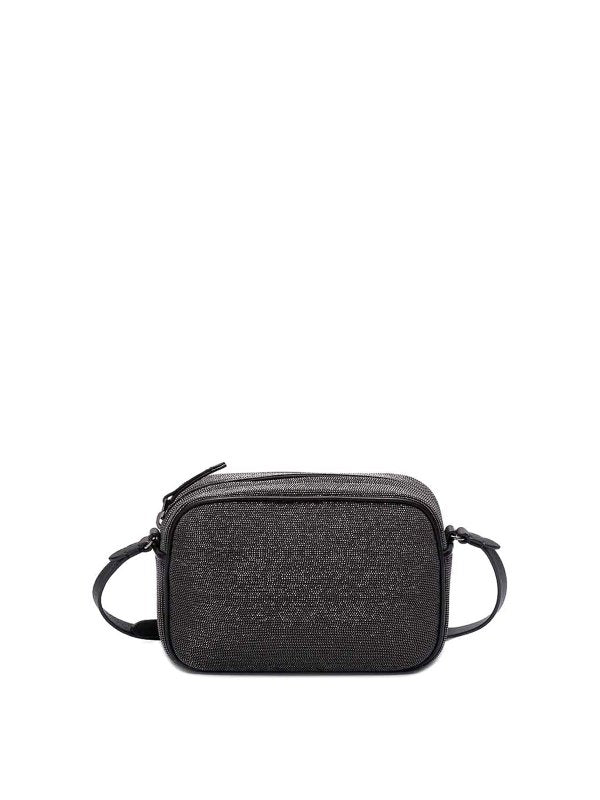BRUNELLO CUCINELLI WOMEN'S BLACK LEATHER BEADED BAG