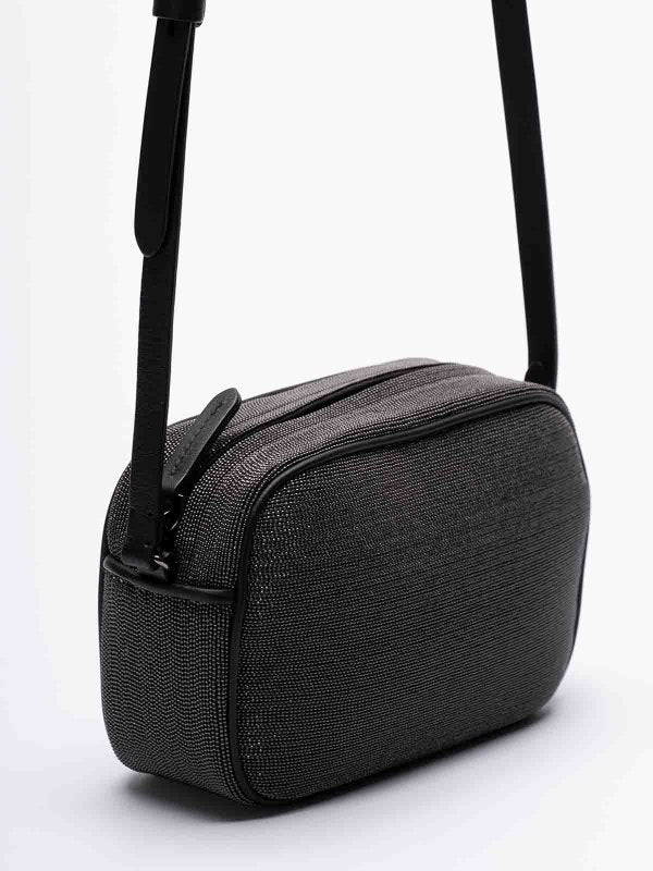 BRUNELLO CUCINELLI WOMEN'S BLACK LEATHER BEADED BAG