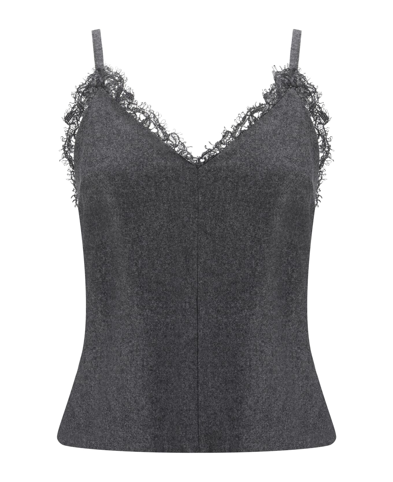 BRUNELLO CUCINELLI WOMEN'S DARK GREY CAMISOLE WITH LACE TRIM