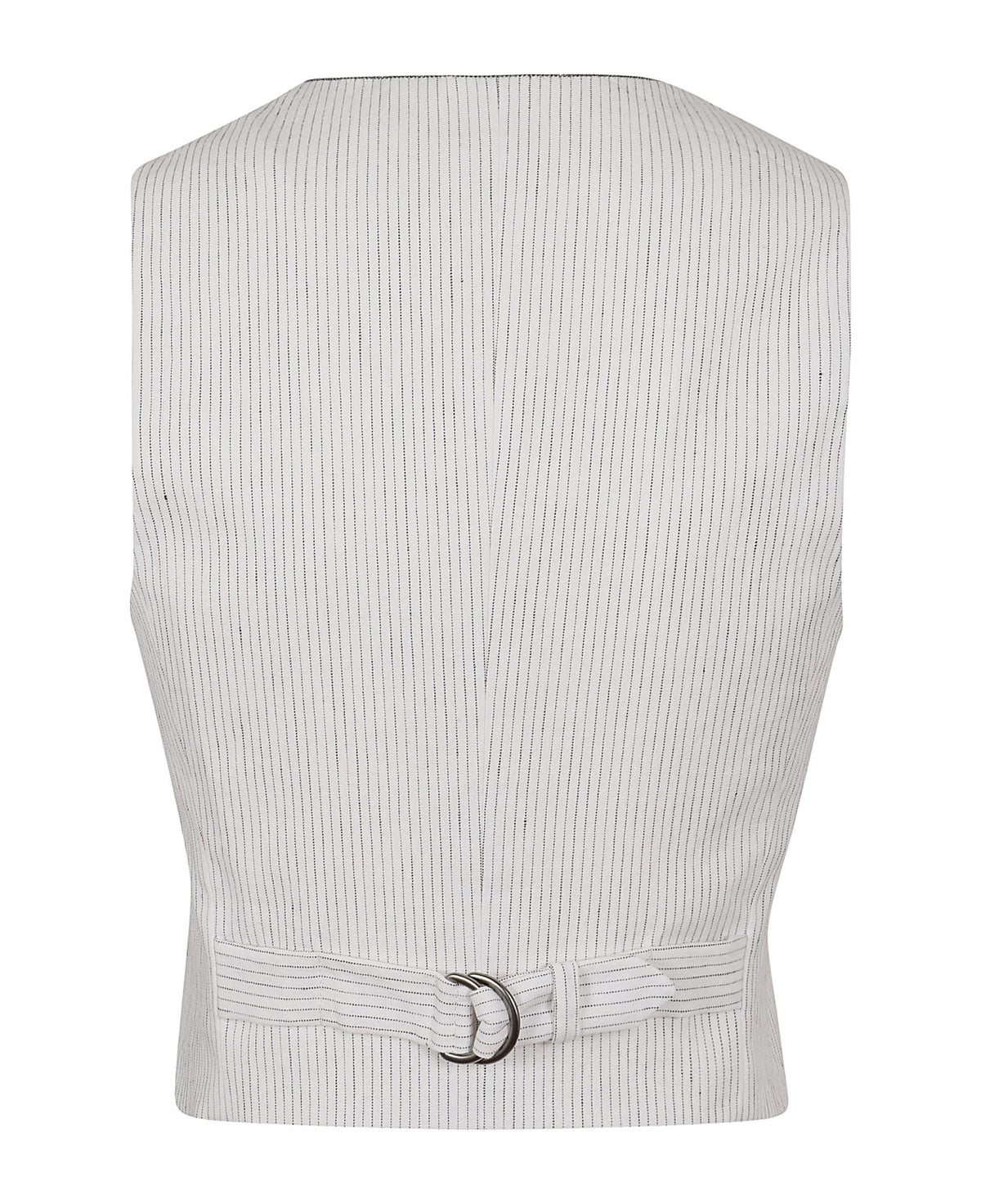 BRUNELLO CUCINELLI WOMEN'S WHITE STRIPED TAILORED VEST