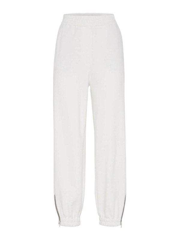 BRUNELLO CUCINELLI WOMEN'S OFF WHITE COTTON JOGGER TROUSERS