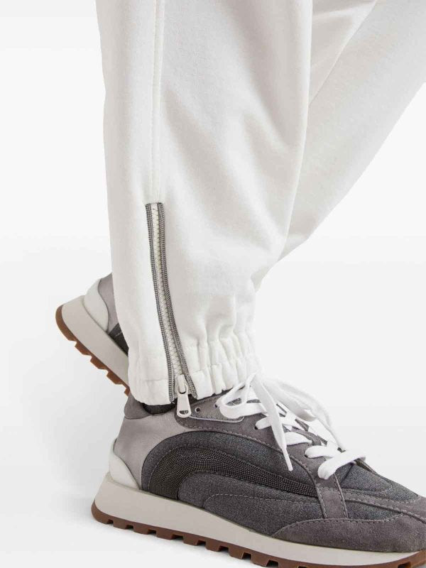 BRUNELLO CUCINELLI WOMEN'S OFF WHITE COTTON JOGGER TROUSERS