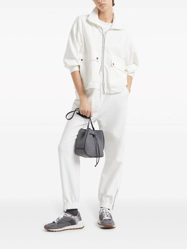 BRUNELLO CUCINELLI WOMEN'S OFF WHITE COTTON JOGGER TROUSERS