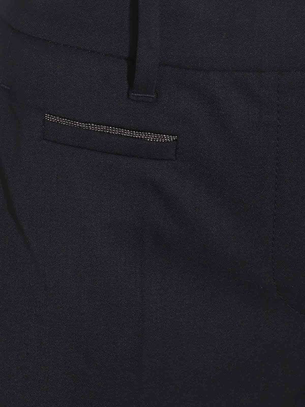 BRUNELLO CUCINELLI WOMEN'S NAVY TAILORED TROUSERS WITH POCKETS