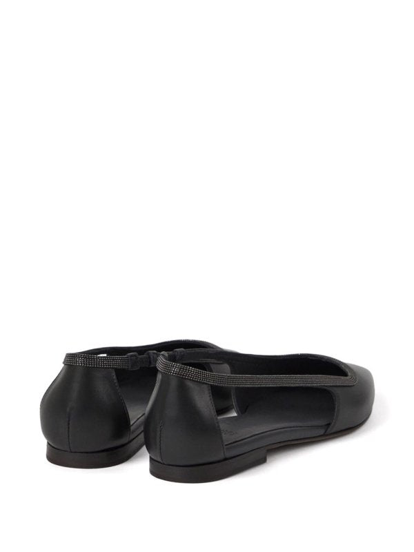 BRUNELLO CUCINELLI WOMEN'S BLACK LEATHER POINTED TOE SLINGBACK SHOE