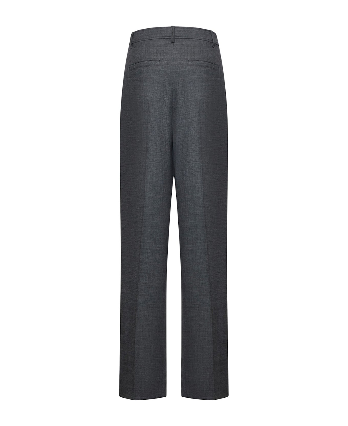 BRUNELLO CUCINELLI WOMEN'S MEDIUM GREY WOOL PLEATED TROUSERS