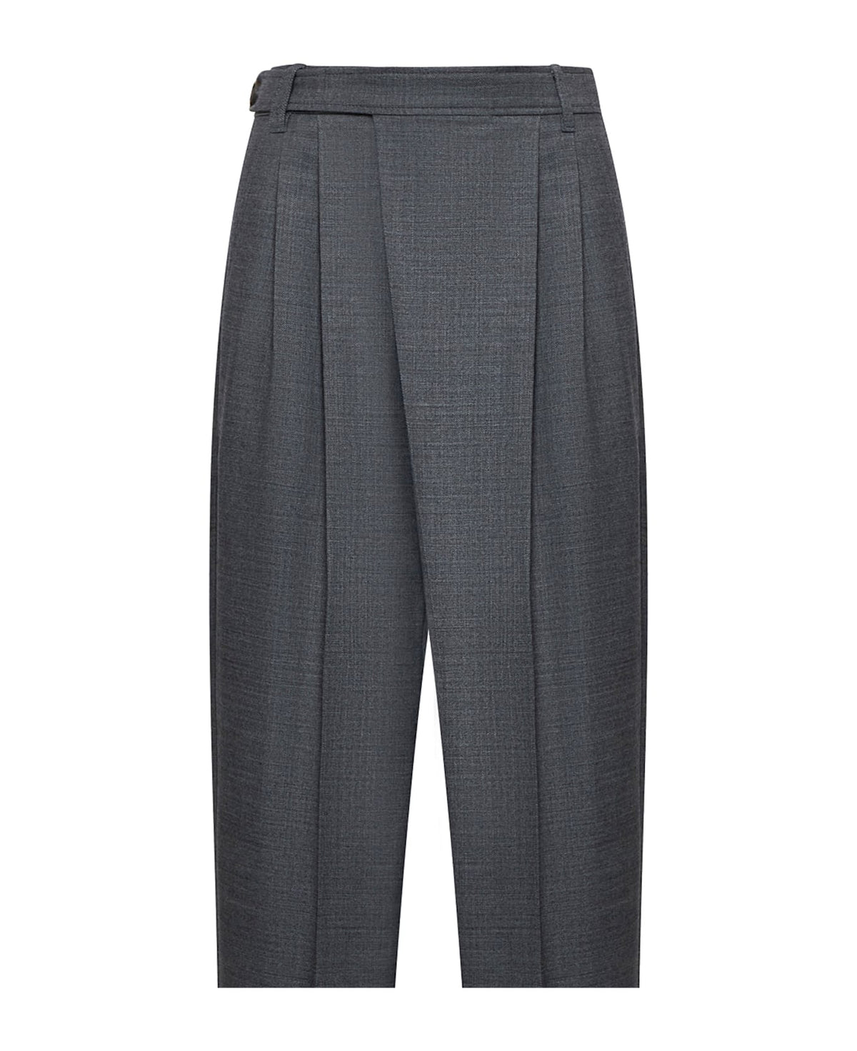 BRUNELLO CUCINELLI WOMEN'S MEDIUM GREY WOOL PLEATED TROUSERS