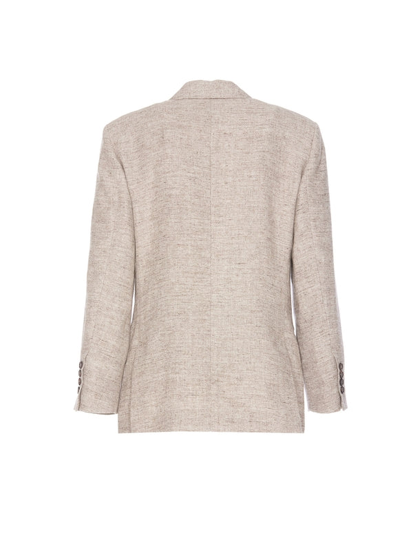 BRUNELLO CUCINELLI WOMEN'S BEIGE TAILORED BLAZER WITH BUTTONS