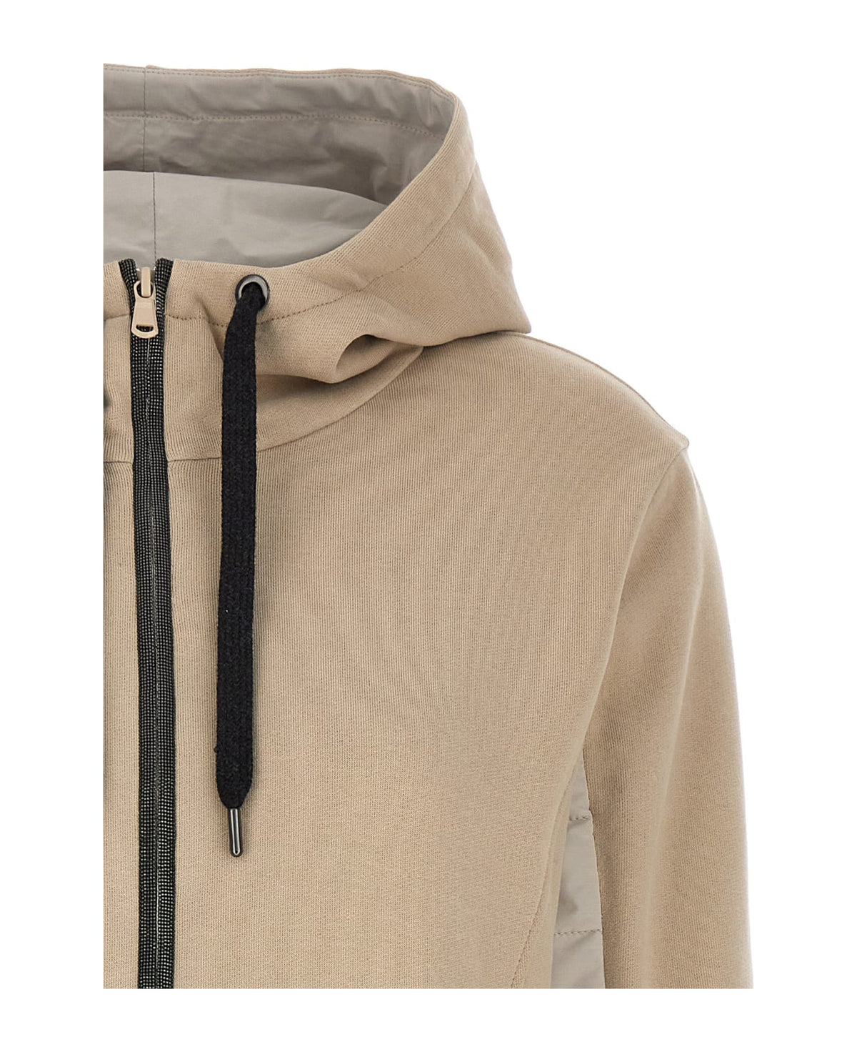 BRUNELLO CUCINELLI WOMEN'S TALC COTTON ZIP HOODIE
