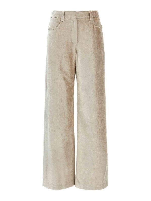 BRUNELLO CUCINELLI WOMEN'S BEIGE WIDE-LEG TROUSERS