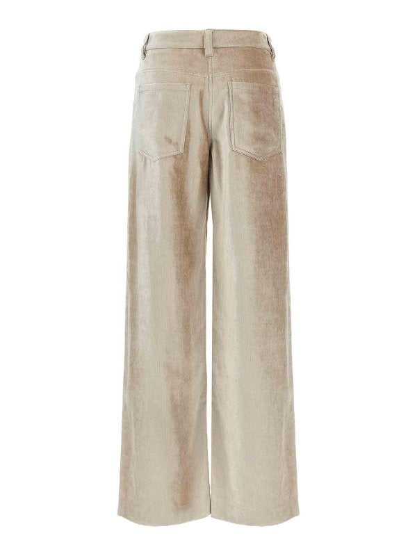BRUNELLO CUCINELLI WOMEN'S BEIGE WIDE-LEG TROUSERS