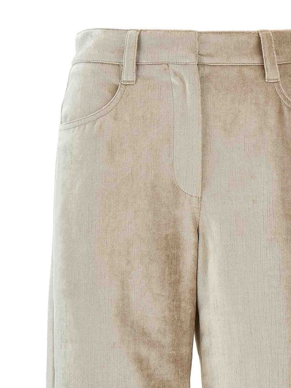 BRUNELLO CUCINELLI WOMEN'S BEIGE WIDE-LEG TROUSERS