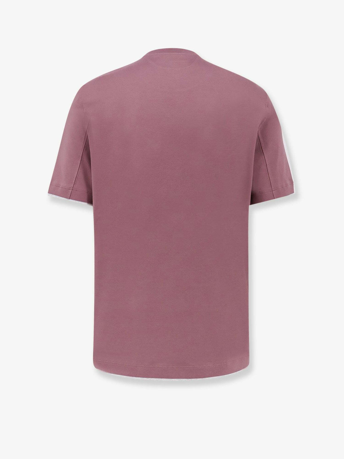 BRUNELLO CUCINELLI MEN'S ONION AND LIGHT GREY COTTON SHORT SLEEVE SHIRT