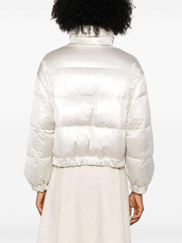 BRUNELLO CUCINELLI WOMEN'S PLATINUM HIGH COLLAR PUFFER JACKET