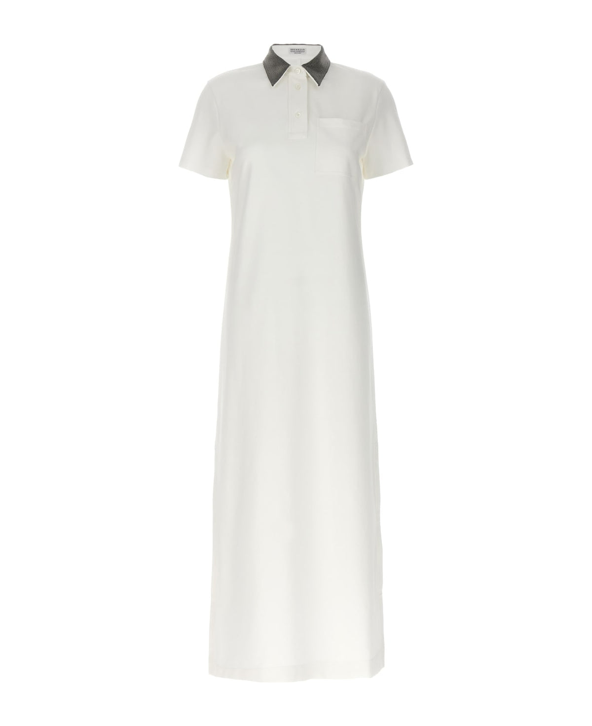 BRUNELLO CUCINELLI WOMEN'S OFF WHITE POLO COLLAR DRESS