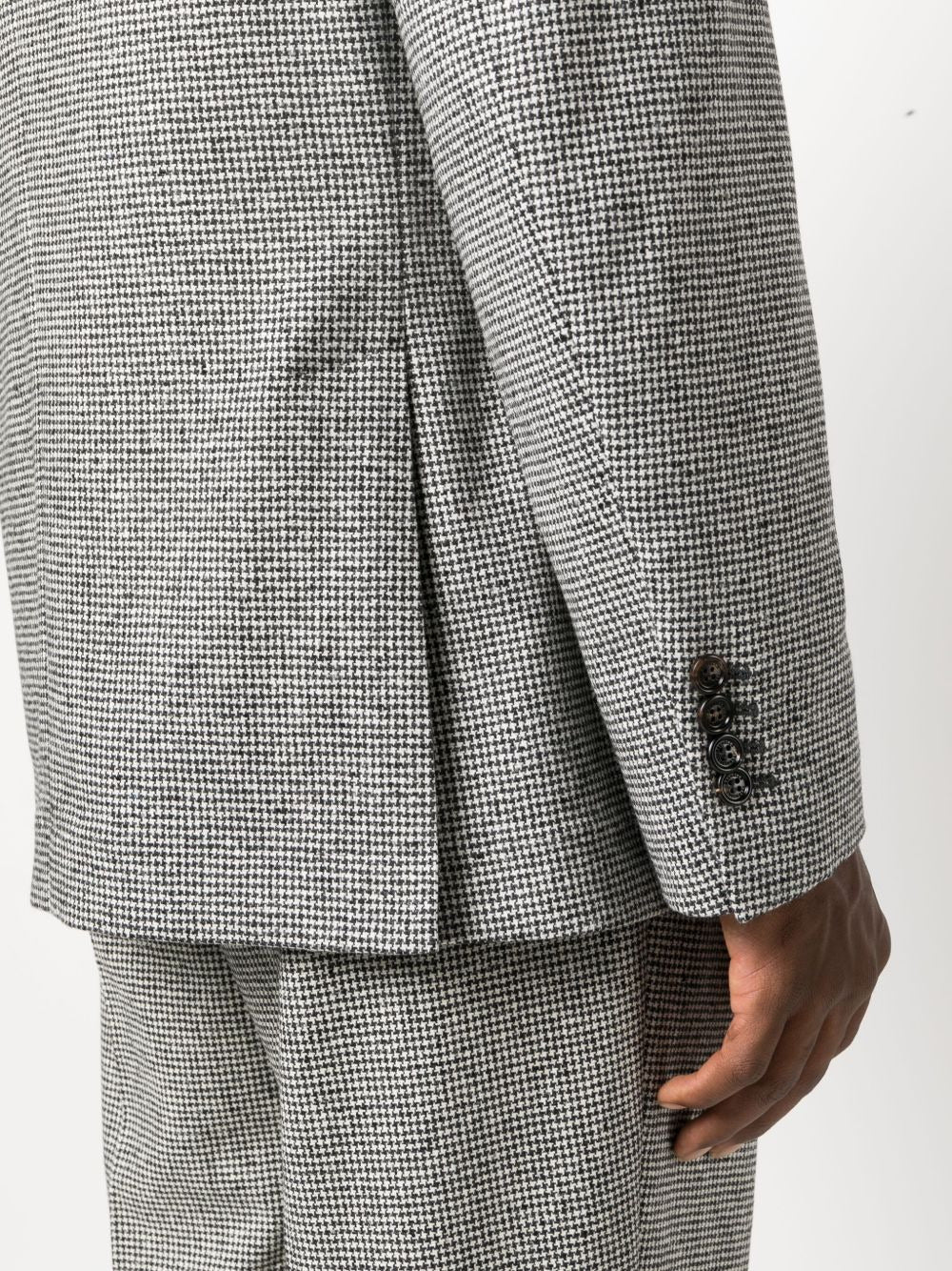 BRUNELLO CUCINELLI MEN'S LIGHT GREY HOUNDSTOOTH SUIT JACKET