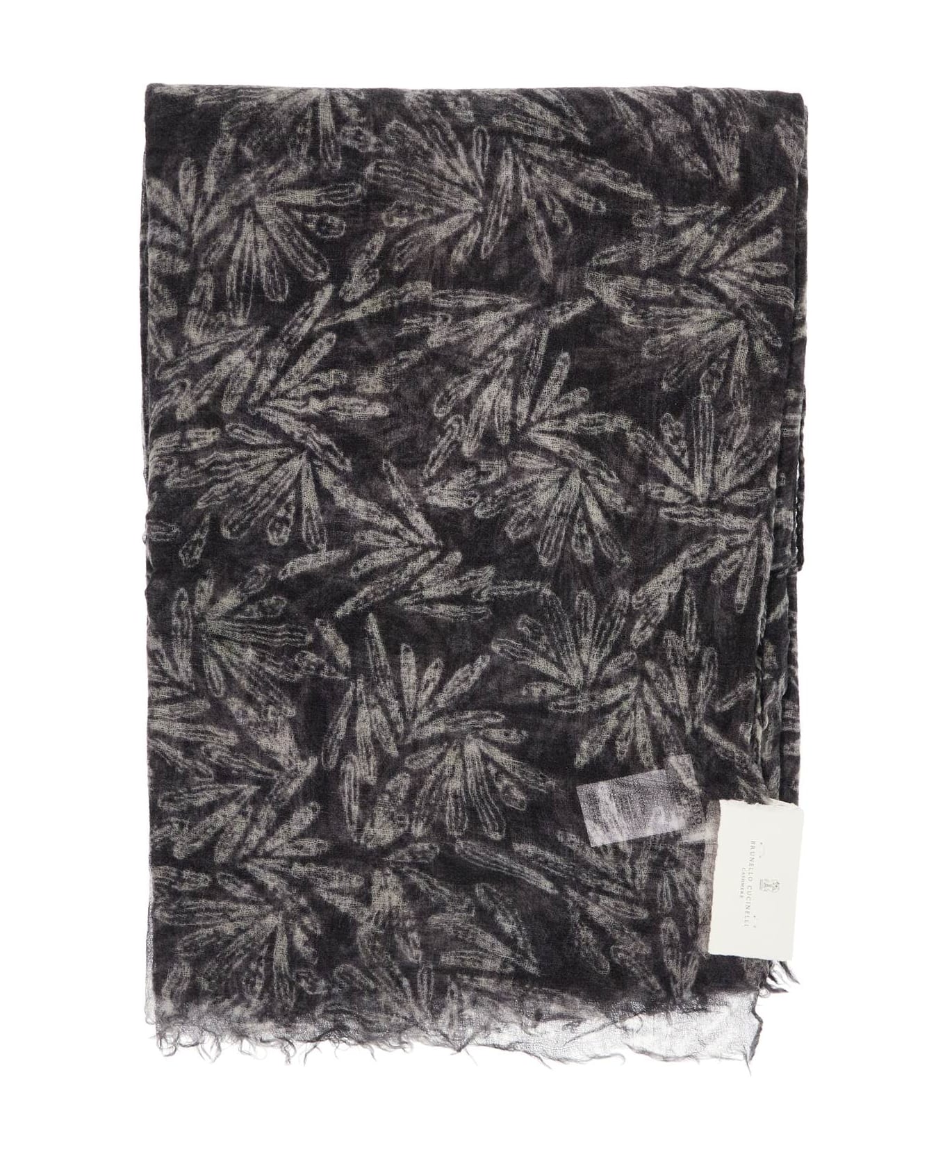 BRUNELLO CUCINELLI WOMEN'S LEAD GREY PATTERNED SCARF
