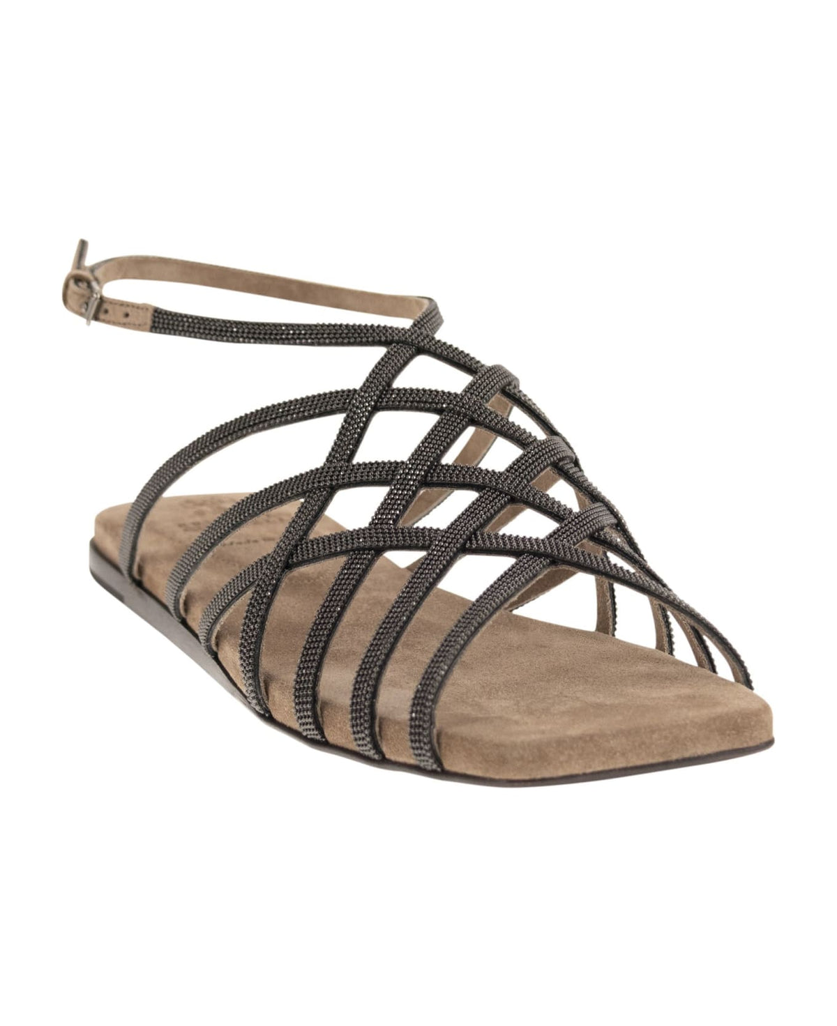 BRUNELLO CUCINELLI WOMEN'S NEW ICE LEATHER STRAPPY SANDAL SHOE