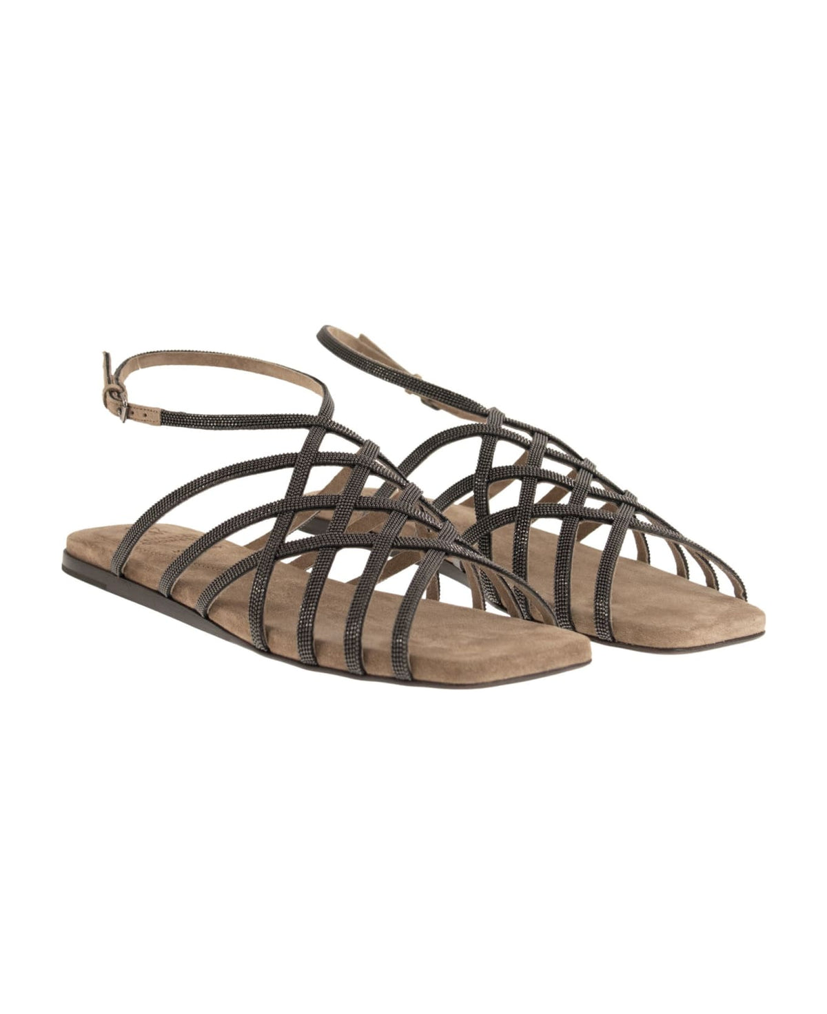 BRUNELLO CUCINELLI WOMEN'S NEW ICE LEATHER STRAPPY SANDAL SHOE