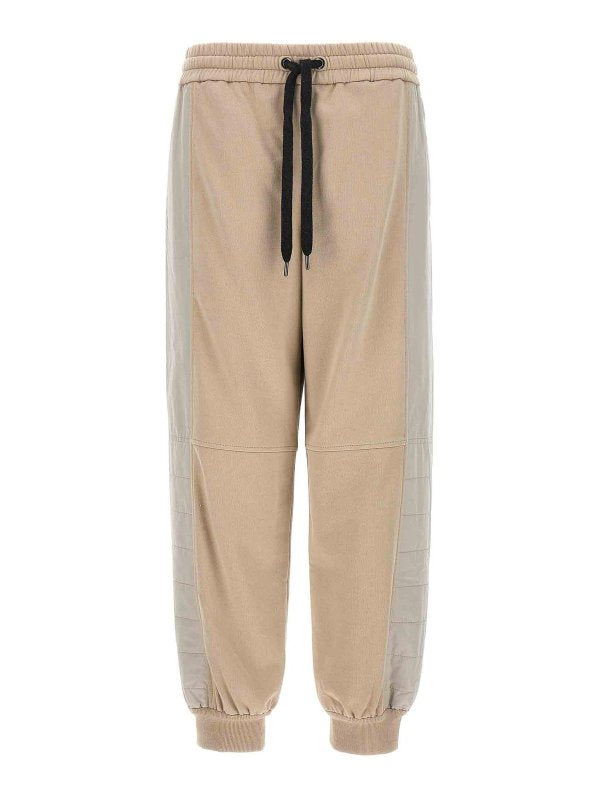 BRUNELLO CUCINELLI WOMEN'S BEIGE PANELLED COTTON JOGGER PANTS